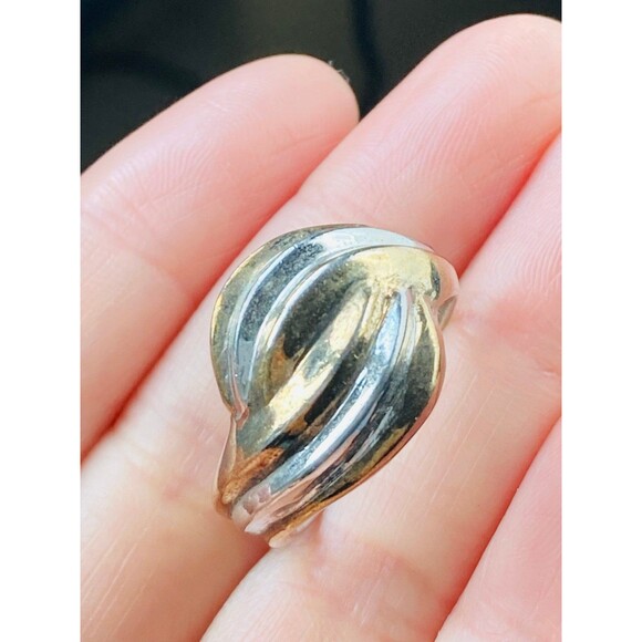 924 sterling silver 14k gold plated two tone ring - Picture 2 of 6